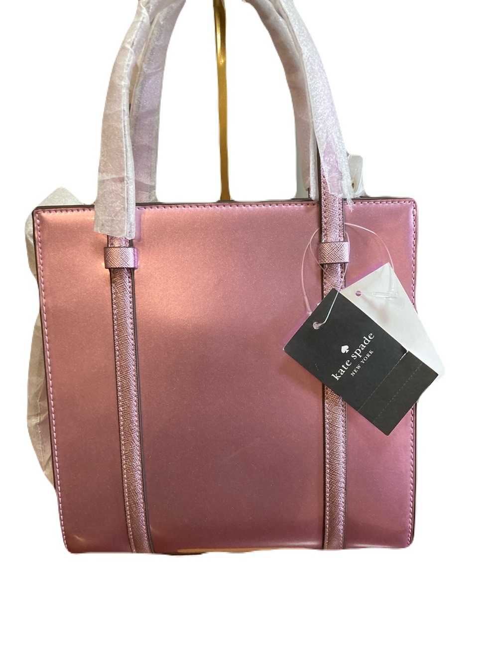 Kate Spade Kenzie Small Crossbody Tote Bag Quartz Pink Metallic Patent K1956 NWT - Picture 2 of 12